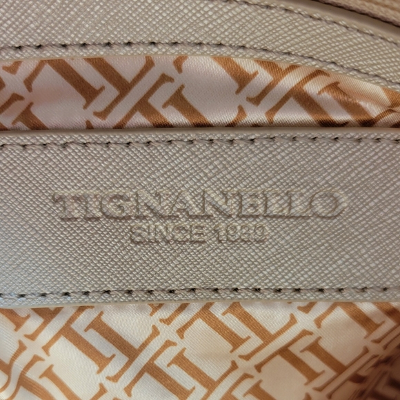 Tignanello Saffiano Leather Domed Satchel Champagne - Picture 12 of 16